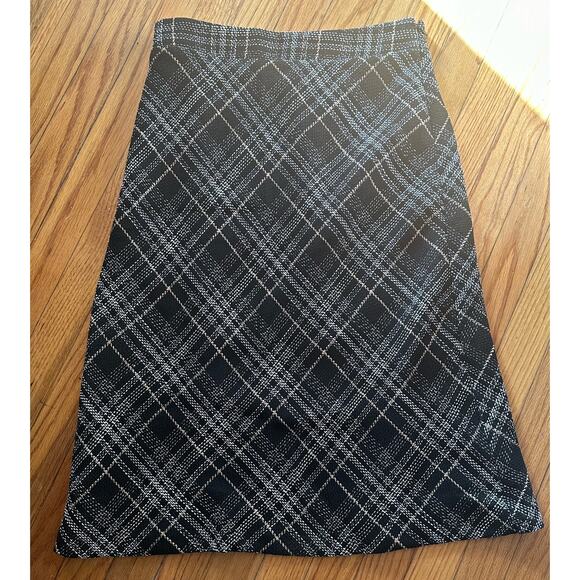 Ann Taylor Factory Black Plaid Midi Skirt - Picture 1 of 8